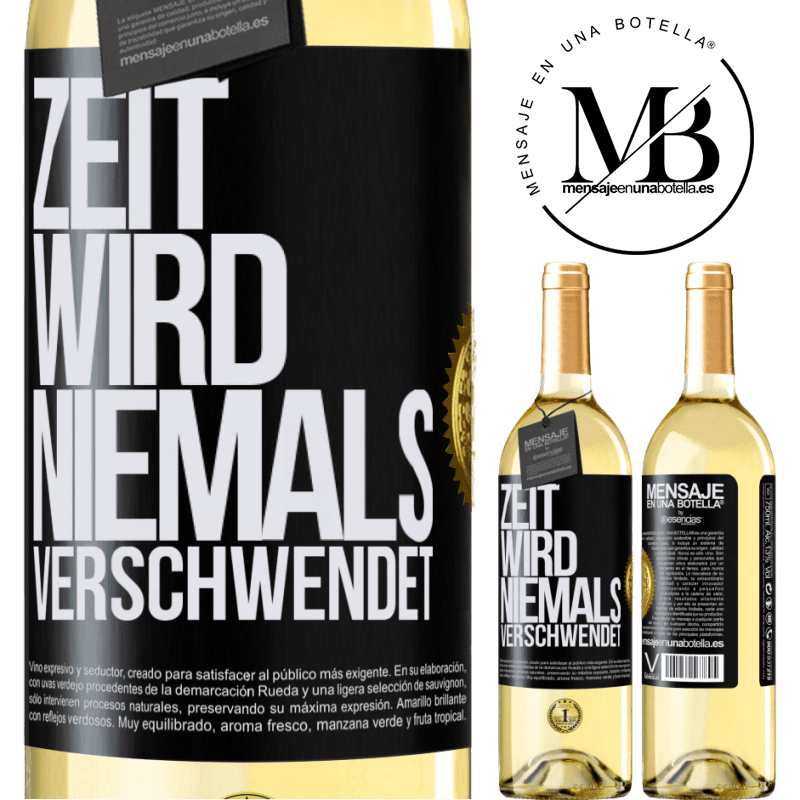 29,95 € Kostenloser Versand | Weißwein WHITE Ausgabe Zeit wird niemals verschwendet Schwarzes Etikett. Anpassbares Etikett Junger Wein Ernte 2023 Verdejo