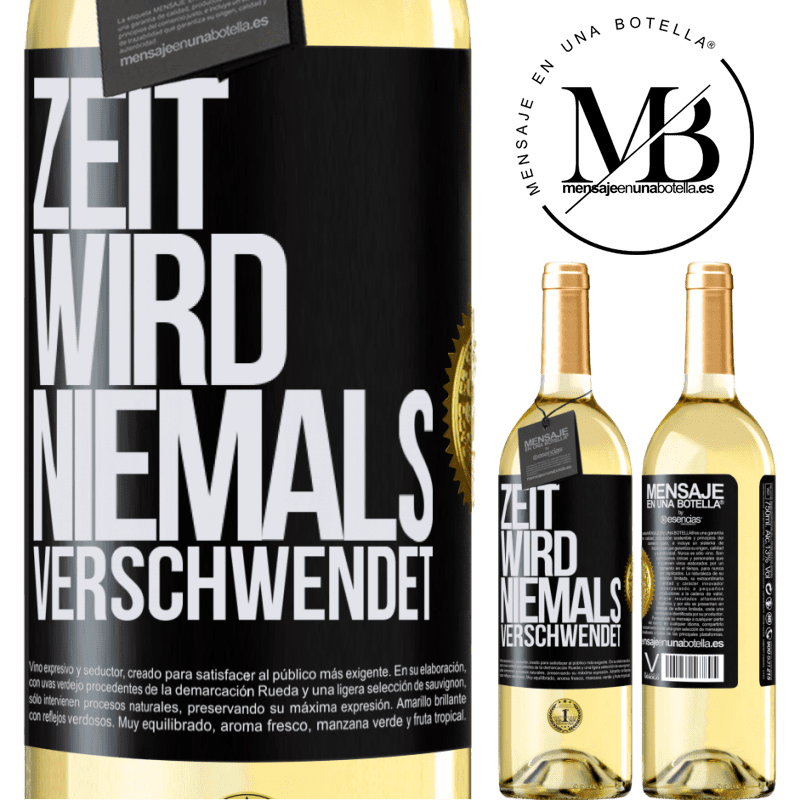 29,95 € Kostenloser Versand | Weißwein WHITE Ausgabe Zeit wird niemals verschwendet Schwarzes Etikett. Anpassbares Etikett Junger Wein Ernte 2025 Verdejo