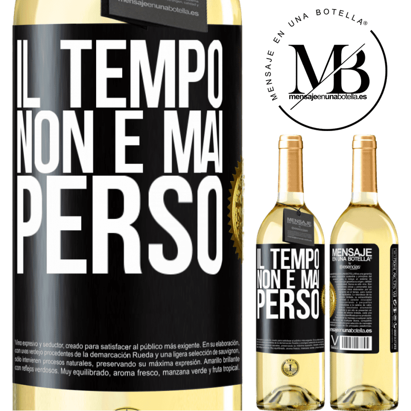 29,95 € Spedizione Gratuita | Vino bianco Edizione WHITE Il tempo non è mai perso Etichetta Nera. Etichetta personalizzabile Vino giovane Raccogliere 2023 Verdejo