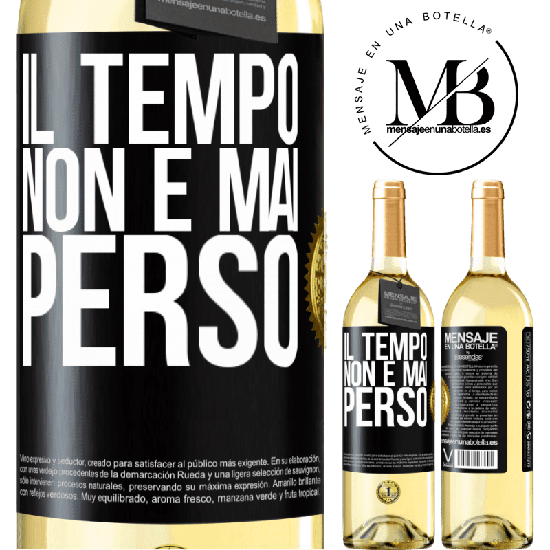29,95 € Spedizione Gratuita | Vino bianco Edizione WHITE Il tempo non è mai perso Etichetta Nera. Etichetta personalizzabile Vino giovane Raccogliere 2025 Verdejo