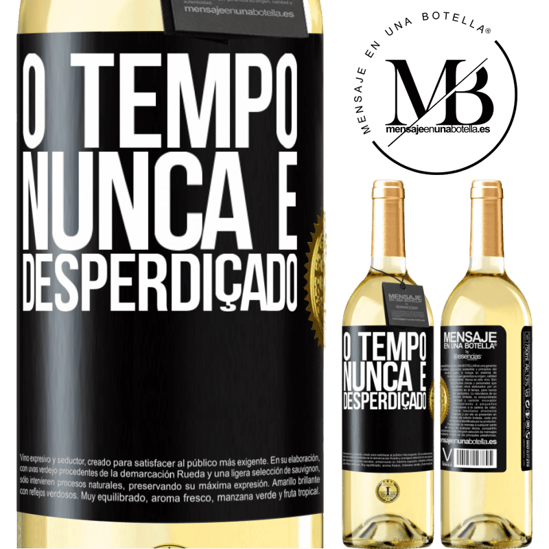 29,95 € Envio grátis | Vinho branco Edição WHITE O tempo nunca é desperdiçado Etiqueta Preta. Etiqueta personalizável Vinho jovem Colheita 2025 Verdejo