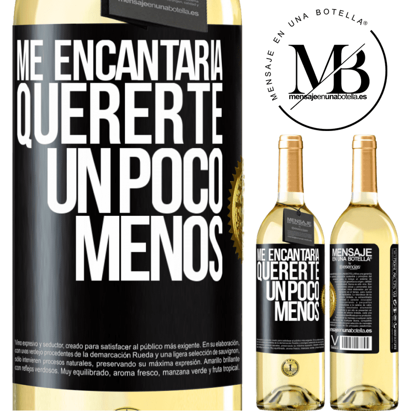 29,95 € Envío gratis | Vino Blanco Edición WHITE Me encantaría quererte un poco menos Etiqueta Negra. Etiqueta personalizable Vino joven Cosecha 2025 Verdejo
