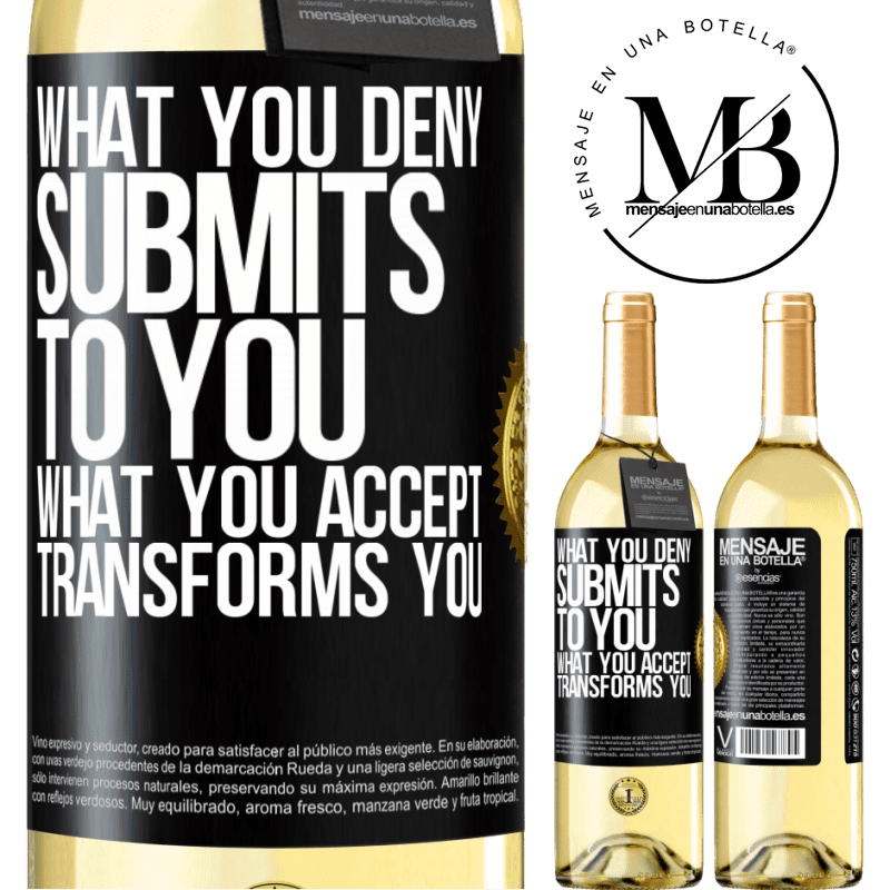 29,95 € Free Shipping | White Wine WHITE Edition What you deny submits to you. What you accept transforms you Black Label. Customizable label Young wine Harvest 2022 Verdejo