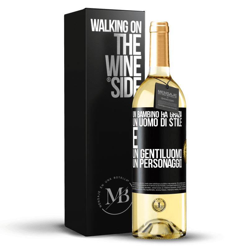 29,95 € Spedizione Gratuita | Vino bianco Edizione WHITE Un bambino ha grazia, un uomo di stile e un gentiluomo, un personaggio Etichetta Nera. Etichetta personalizzabile Vino giovane Raccogliere 2024 Verdejo