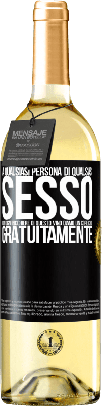 29,95 € | Vino bianco Edizione WHITE A qualsiasi persona di qualsiasi SESSO con ogni bicchiere di questo vino diamo un coperchio GRATUITAMENTE Etichetta Nera. Etichetta personalizzabile Vino giovane Raccogliere 2024 Verdejo