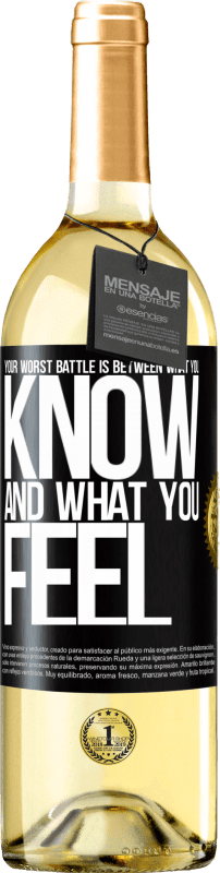 29,95 € | White Wine WHITE Edition Your worst battle is between what you know and what you feel Black Label. Customizable label Young wine Harvest 2024 Verdejo