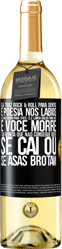 29,95 € Envio grátis | Vinho branco Edição WHITE Ela traz Rock & Roll para dentro e poesia nos lábios. Ele não sorri para você, ele lança balas para você e você morre tão Etiqueta Preta. Etiqueta personalizável Vinho jovem Colheita 2025 Verdejo