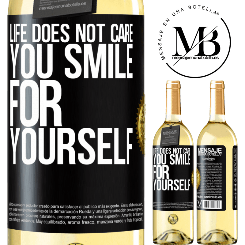 29,95 € Free Shipping | White Wine WHITE Edition Life does not care, you smile for yourself Black Label. Customizable label Young wine Harvest 2022 Verdejo