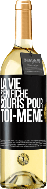 29,95 € Envoi gratuit | Vin blanc Édition WHITE La vie s'en fiche, souris pour toi-même Étiquette Noire. Étiquette personnalisable Vin jeune Récolte 2024 Verdejo