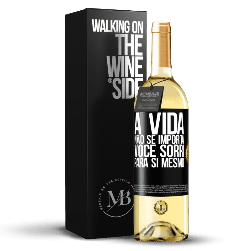 29,95 € Envio grátis | Vinho branco Edição WHITE A vida não se importa, você sorri para si mesmo Etiqueta Preta. Etiqueta personalizável Vinho jovem Colheita 2024 Verdejo