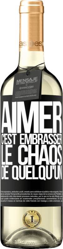 29,95 € | Vin blanc Édition WHITE Aimer, c'est embrasser le chaos de quelqu'un Étiquette Noire. Étiquette personnalisable Vin jeune Récolte 2024 Verdejo