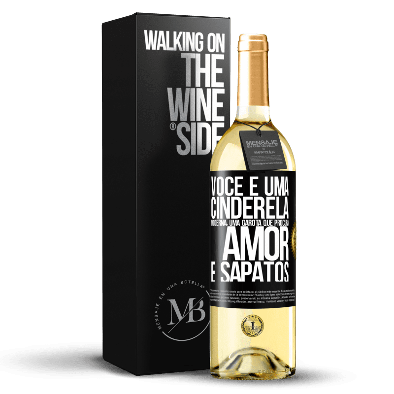 29,95 € Envio grátis | Vinho branco Edição WHITE Você é uma cinderela moderna, uma garota que procura amor e sapatos Etiqueta Preta. Etiqueta personalizável Vinho jovem Colheita 2024 Verdejo