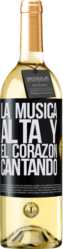 29,95 € Envío gratis | Vino Blanco Edición WHITE La música alta y el corazón cantando Etiqueta Negra. Etiqueta personalizable Vino joven Cosecha 2025 Verdejo