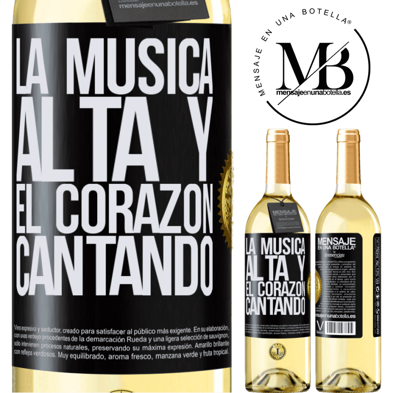 29,95 € Envío gratis | Vino Blanco Edición WHITE La música alta y el corazón cantando Etiqueta Negra. Etiqueta personalizable Vino joven Cosecha 2023 Verdejo