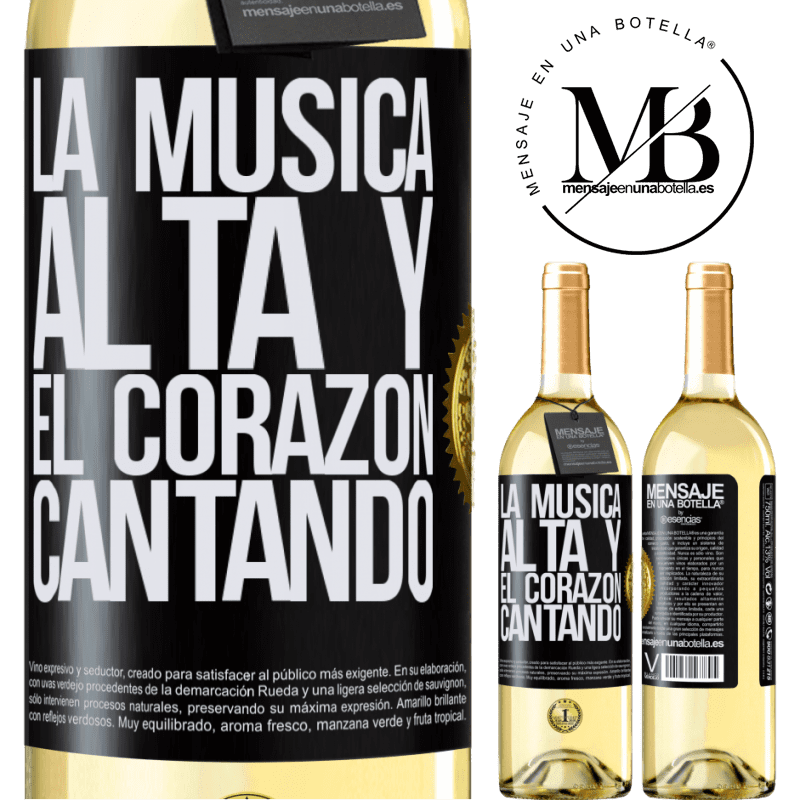 29,95 € Envío gratis | Vino Blanco Edición WHITE La música alta y el corazón cantando Etiqueta Negra. Etiqueta personalizable Vino joven Cosecha 2025 Verdejo