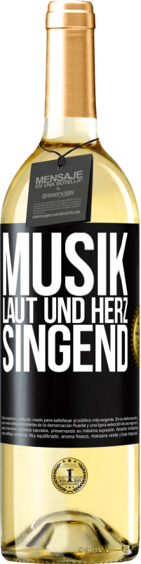 29,95 € Kostenloser Versand | Weißwein WHITE Ausgabe Musik laut und Herz singend Schwarzes Etikett. Anpassbares Etikett Junger Wein Ernte 2023 Verdejo