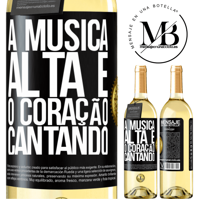 29,95 € Envio grátis | Vinho branco Edição WHITE A música alta e o coração cantando Etiqueta Preta. Etiqueta personalizável Vinho jovem Colheita 2023 Verdejo