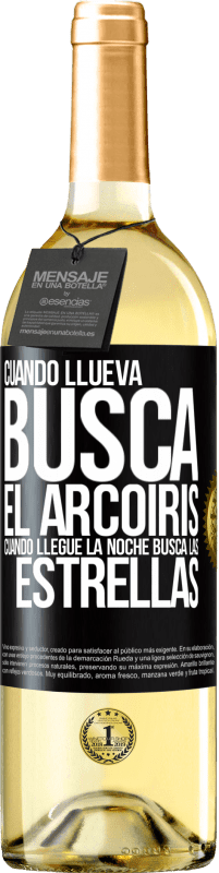 29,95 € Envío gratis | Vino Blanco Edición WHITE Cuando llueva, busca el arcoiris, cuando llegue la noche, busca las estrellas Etiqueta Negra. Etiqueta personalizable Vino joven Cosecha 2024 Verdejo