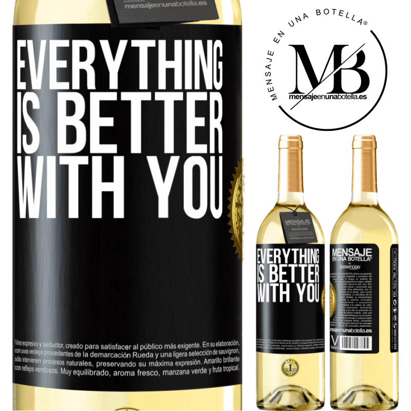 29,95 € Free Shipping | White Wine WHITE Edition Everything is better with you Black Label. Customizable label Young wine Harvest 2022 Verdejo