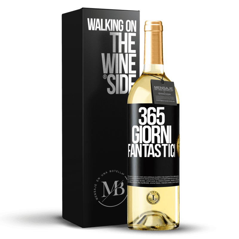 29,95 € Spedizione Gratuita | Vino bianco Edizione WHITE 365 giorni fantastici Etichetta Nera. Etichetta personalizzabile Vino giovane Raccogliere 2024 Verdejo