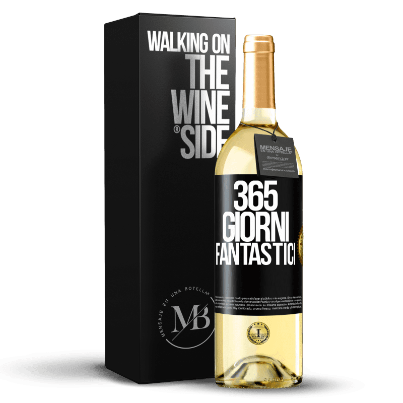 29,95 € Spedizione Gratuita | Vino bianco Edizione WHITE 365 giorni fantastici Etichetta Nera. Etichetta personalizzabile Vino giovane Raccogliere 2025 Verdejo