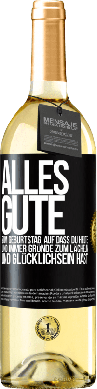29,95 € | Weißwein WHITE Ausgabe Alles Gute zum Geburtstag. Auf dass du heute und immer Gründe zum Lächeln und Glücklichsein hast Schwarzes Etikett. Anpassbares Etikett Junger Wein Ernte 2025 Verdejo
