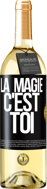 29,95 € Envoi gratuit | Vin blanc Édition WHITE La magie c'est toi Étiquette Noire. Étiquette personnalisable Vin jeune Récolte 2022 Verdejo