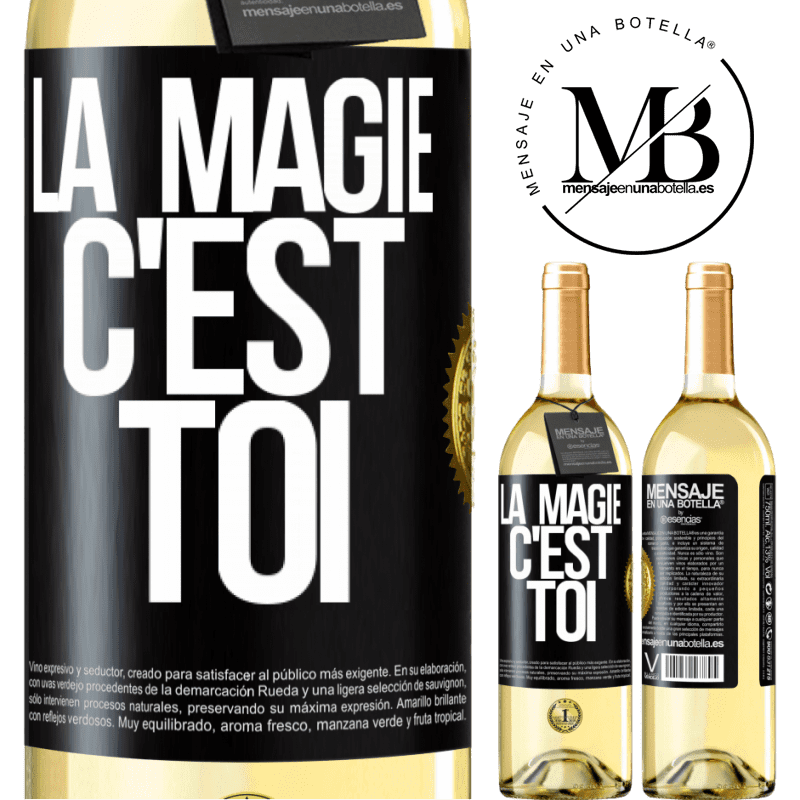 29,95 € Envoi gratuit | Vin blanc Édition WHITE La magie c'est toi Étiquette Noire. Étiquette personnalisable Vin jeune Récolte 2024 Verdejo