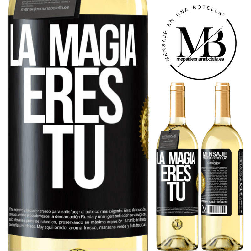 29,95 € Envío gratis | Vino Blanco Edición WHITE La magia eres tú Etiqueta Negra. Etiqueta personalizable Vino joven Cosecha 2024 Verdejo