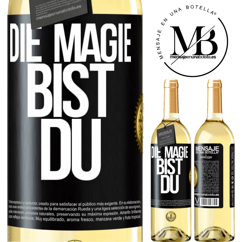 29,95 € Kostenloser Versand | Weißwein WHITE Ausgabe Die Magie bist du Schwarzes Etikett. Anpassbares Etikett Junger Wein Ernte 2024 Verdejo
