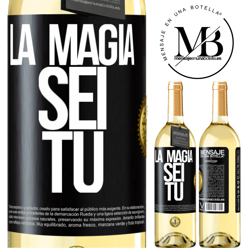 29,95 € Spedizione Gratuita | Vino bianco Edizione WHITE La magia sei tu Etichetta Nera. Etichetta personalizzabile Vino giovane Raccogliere 2024 Verdejo