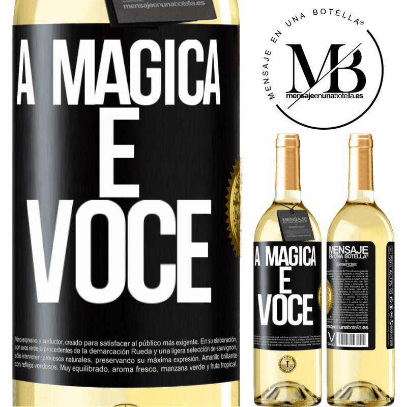 29,95 € Envio grátis | Vinho branco Edição WHITE A mágica é você Etiqueta Preta. Etiqueta personalizável Vinho jovem Colheita 2024 Verdejo