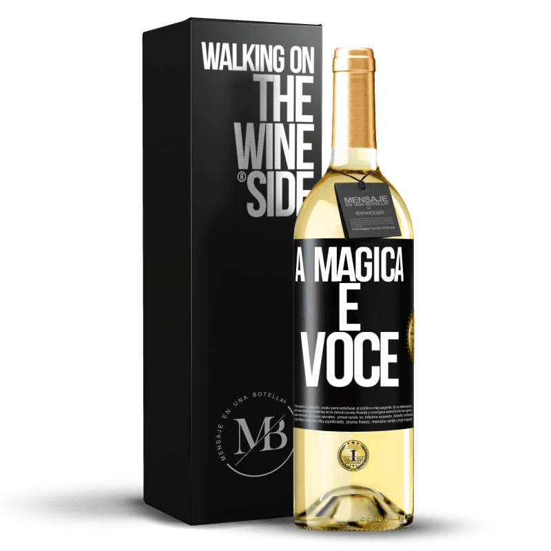 29,95 € Envio grátis | Vinho branco Edição WHITE A mágica é você Etiqueta Preta. Etiqueta personalizável Vinho jovem Colheita 2025 Verdejo