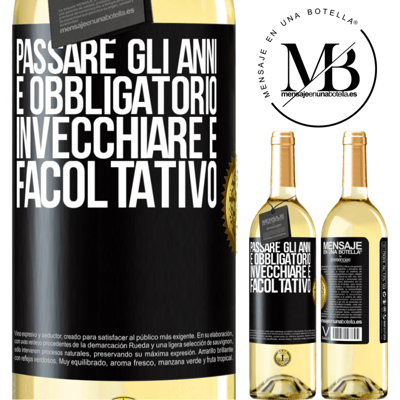 29,95 € Spedizione Gratuita | Vino bianco Edizione WHITE Passare gli anni è obbligatorio, invecchiare è facoltativo Etichetta Nera. Etichetta personalizzabile Vino giovane Raccogliere 2024 Verdejo
