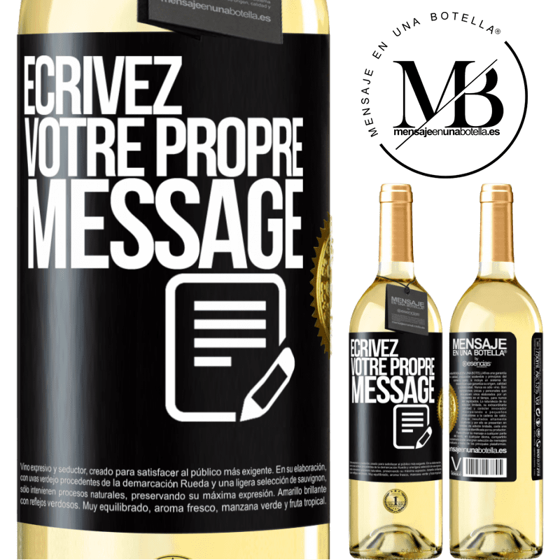 29,95 € Envoi gratuit | Vin blanc Édition WHITE Écrivez votre propre message Étiquette Noire. Étiquette personnalisable Vin jeune Récolte 2024 Verdejo