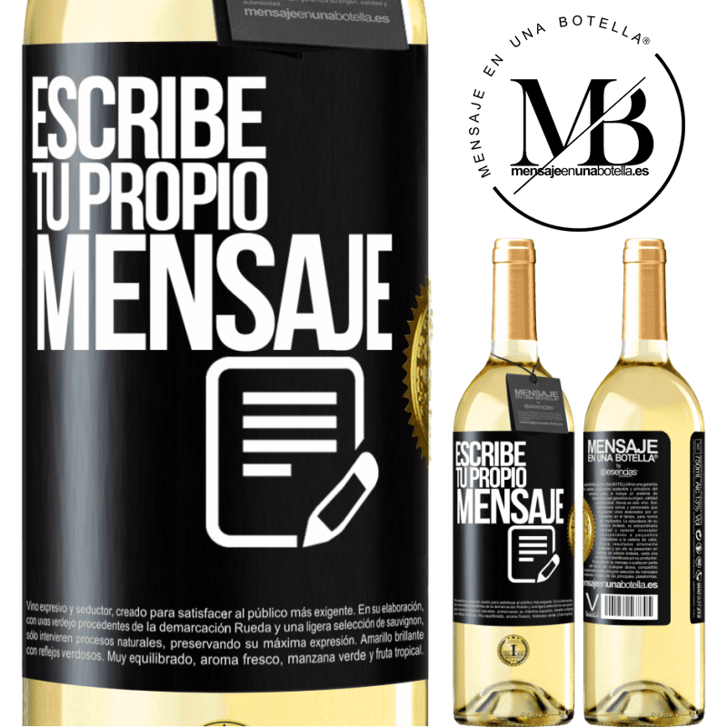 29,95 € Envío gratis | Vino Blanco Edición WHITE Escribe tu propio mensaje Etiqueta Negra. Etiqueta personalizable Vino joven Cosecha 2024 Verdejo