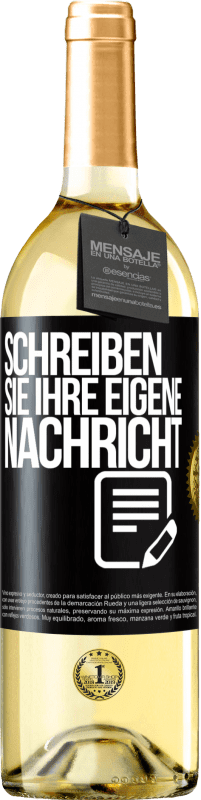 29,95 € | Weißwein WHITE Ausgabe Schreib deine eigene Nachricht Schwarzes Etikett. Anpassbares Etikett Junger Wein Ernte 2024 Verdejo