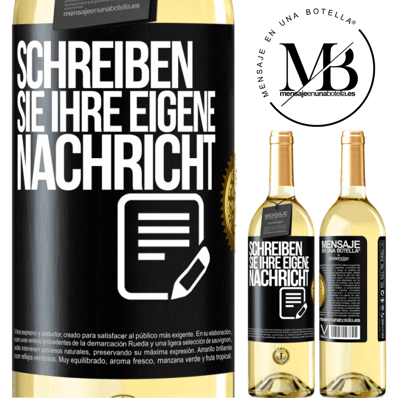 29,95 € Kostenloser Versand | Weißwein WHITE Ausgabe Schreib deine eigene Nachricht Schwarzes Etikett. Anpassbares Etikett Junger Wein Ernte 2024 Verdejo