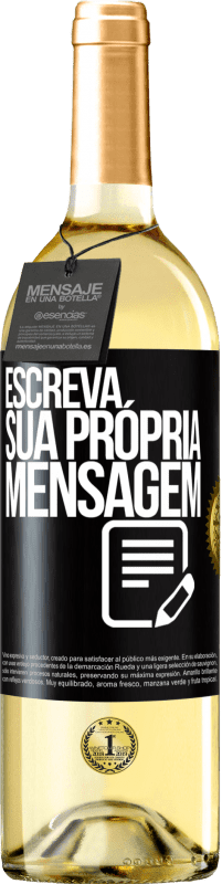 29,95 € | Vinho branco Edição WHITE Escreva sua própria mensagem Etiqueta Preta. Etiqueta personalizável Vinho jovem Colheita 2023 Verdejo