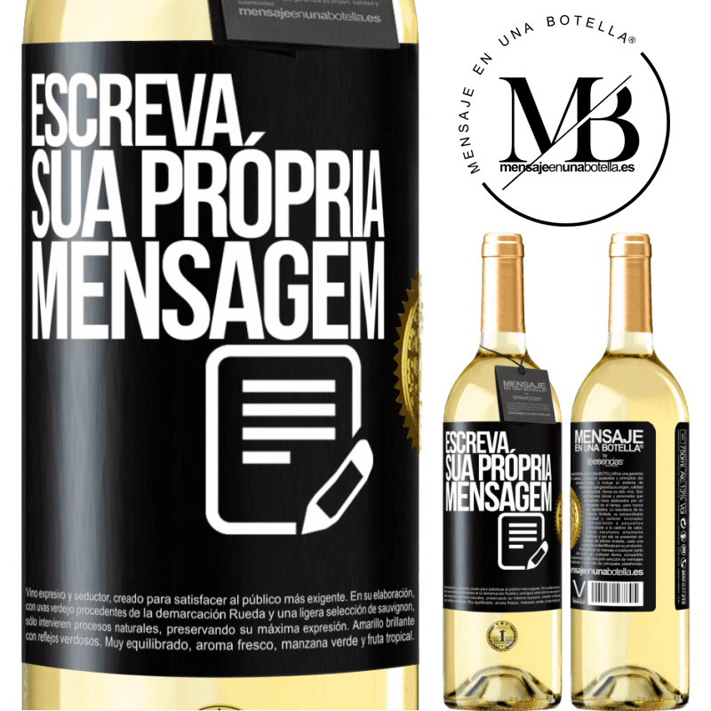 29,95 € Envio grátis | Vinho branco Edição WHITE Escreva sua própria mensagem Etiqueta Preta. Etiqueta personalizável Vinho jovem Colheita 2024 Verdejo