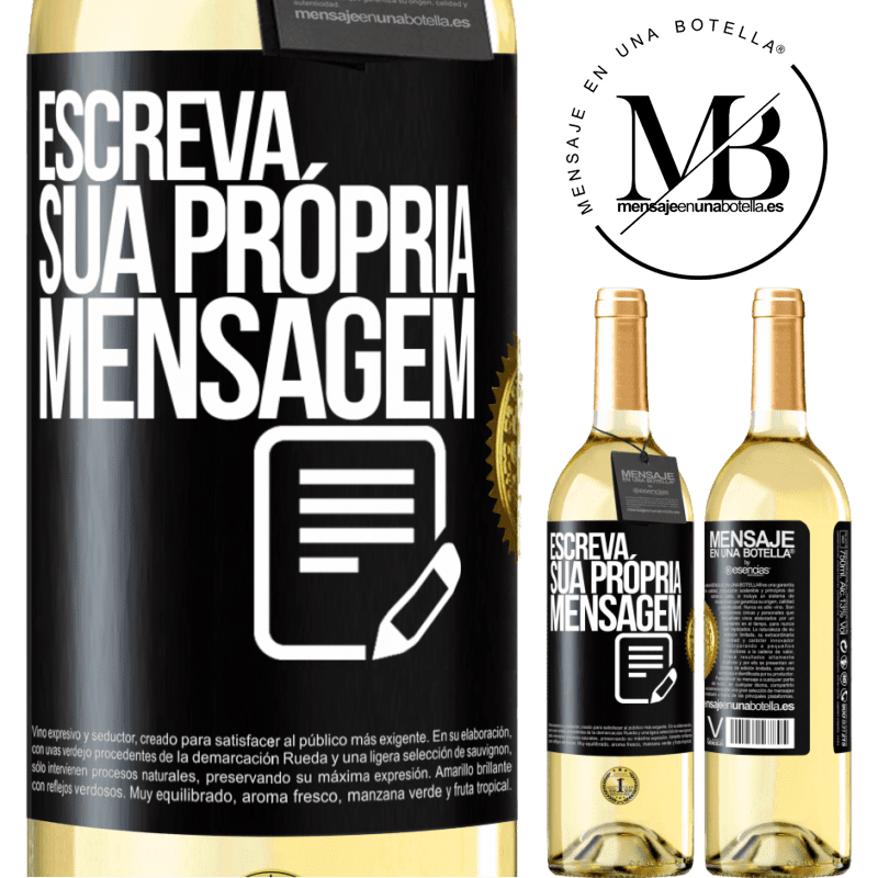 29,95 € Envio grátis | Vinho branco Edição WHITE Escreva sua própria mensagem Etiqueta Preta. Etiqueta personalizável Vinho jovem Colheita 2025 Verdejo