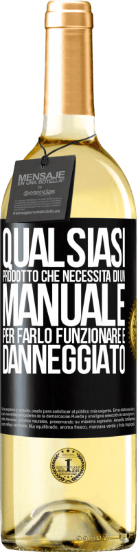 Spedizione Gratuita | Vino bianco Edizione WHITE Qualsiasi prodotto che necessita di un manuale per farlo funzionare è danneggiato Etichetta Nera. Etichetta personalizzabile Vino giovane Raccogliere 2023 Verdejo