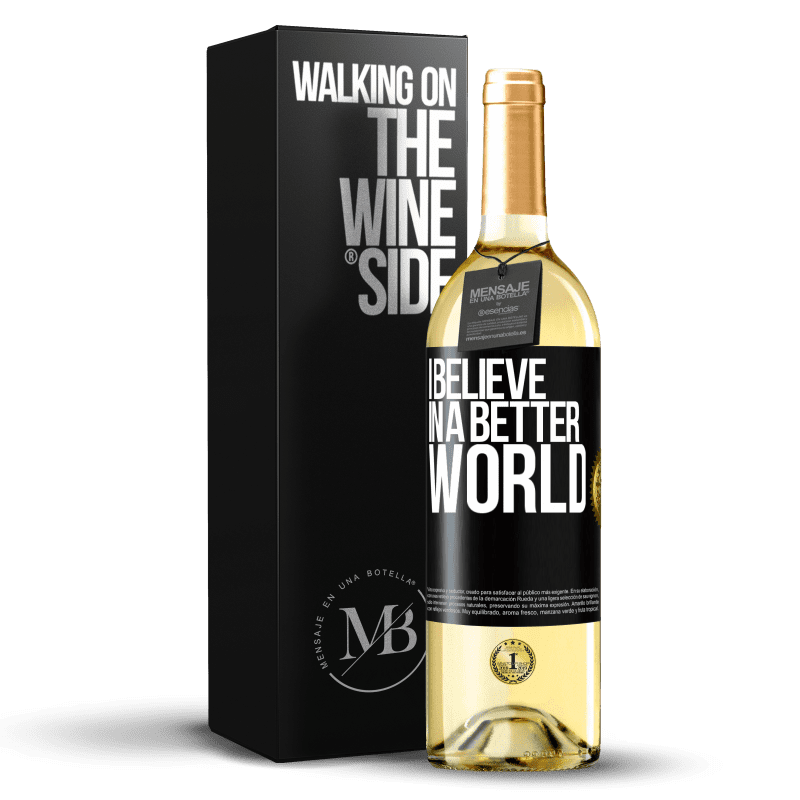 29,95 € Free Shipping | White Wine WHITE Edition I believe (IN) a better world Black Label. Customizable label Young wine Harvest 2023 Verdejo