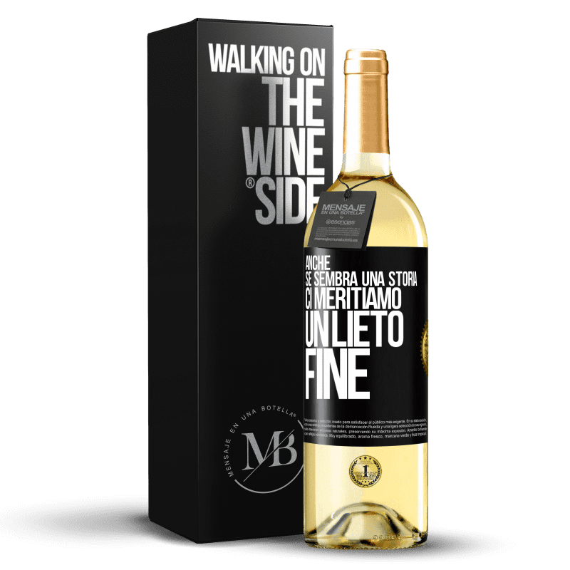 29,95 € Spedizione Gratuita | Vino bianco Edizione WHITE Anche se sembra una storia, ci meritiamo un lieto fine Etichetta Nera. Etichetta personalizzabile Vino giovane Raccogliere 2023 Verdejo