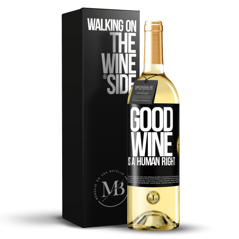 29,95 € Spedizione Gratuita | Vino bianco Edizione WHITE Good wine is a human right Etichetta Nera. Etichetta personalizzabile Vino giovane Raccogliere 2023 Verdejo