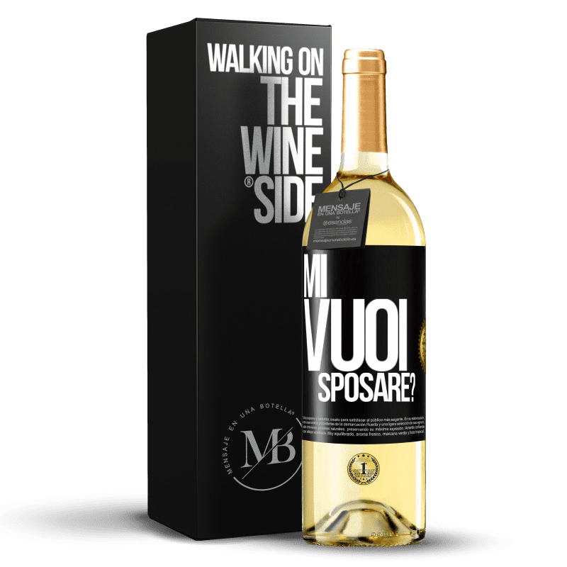 29,95 € Spedizione Gratuita | Vino bianco Edizione WHITE Mi vuoi sposare? Etichetta Nera. Etichetta personalizzabile Vino giovane Raccogliere 2023 Verdejo