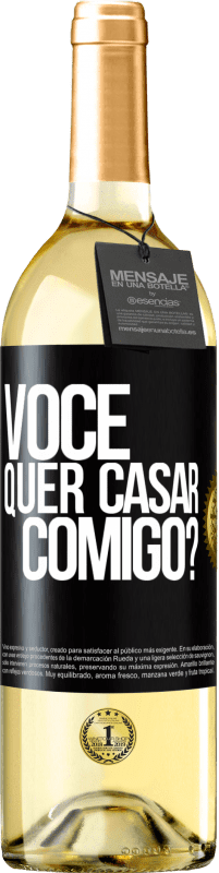 Envio grátis | Vinho branco Edição WHITE Você quer casar comigo? Etiqueta Preta. Etiqueta personalizável Vinho jovem Colheita 2023 Verdejo