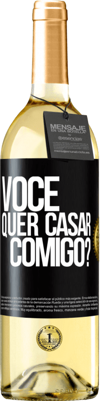 Envio grátis | Vinho branco Edição WHITE Você quer casar comigo? Etiqueta Preta. Etiqueta personalizável Vinho jovem Colheita 2025 Verdejo