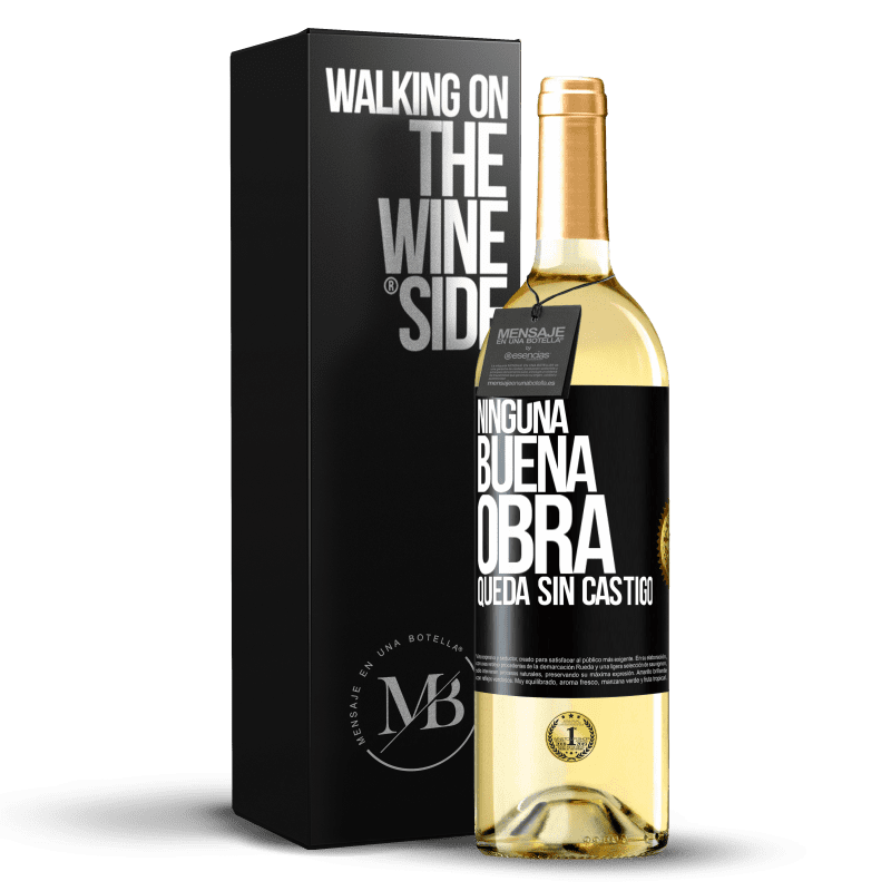 29,95 € Envío gratis | Vino Blanco Edición WHITE Ninguna buena obra queda sin castigo Etiqueta Negra. Etiqueta personalizable Vino joven Cosecha 2023 Verdejo