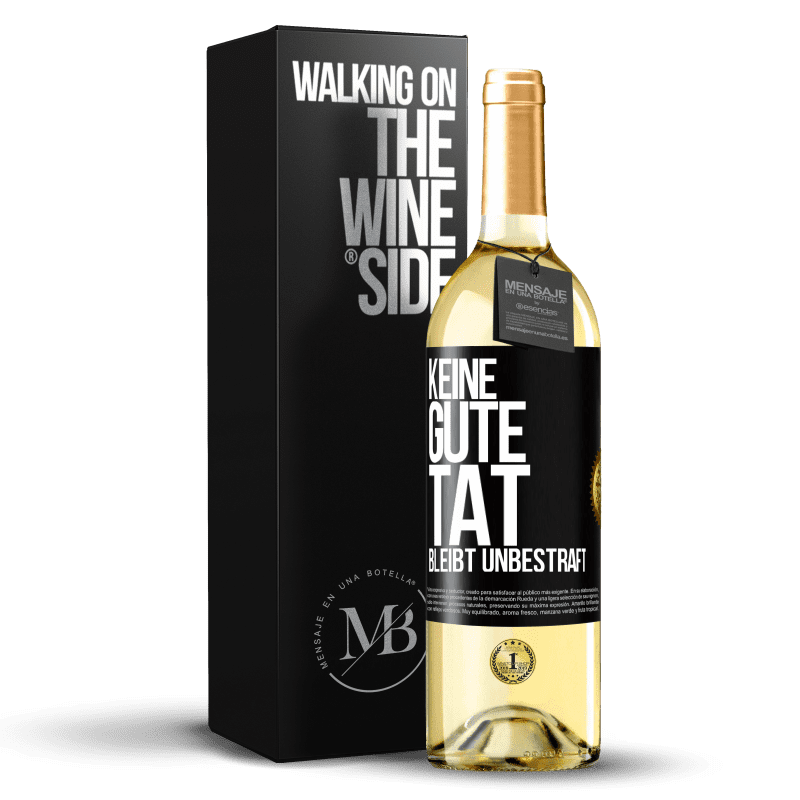 29,95 € Kostenloser Versand | Weißwein WHITE Ausgabe Keine gute Tat bleibt unbestraft Schwarzes Etikett. Anpassbares Etikett Junger Wein Ernte 2025 Verdejo